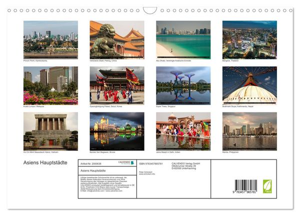 Produktbild: Asiens Hauptst&auml;dte (Wandkalender 2026 DIN A3 quer), CALVENDO Monatskalender