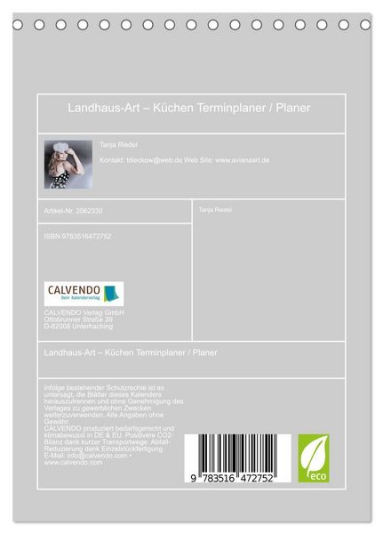 Produktbild: Landhaus-Art &ndash; K&uuml;chen Terminplaner / Planer (Tischkalender 2026 DIN A5 hoch), CALVENDO Monatskalender