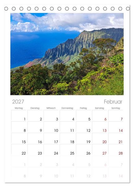 Produktbild: Tischplaner 2027 - Hawaii - Eindr&uuml;cke von Big Island, Kauai & Oahu (A5 Tischkalender zum Aufstellen) CALVENDO
