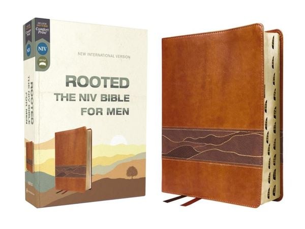Produktbild: Rooted: The NIV Bible for Men, Leathersoft, Brown, Thumb Indexed, Comfort Print