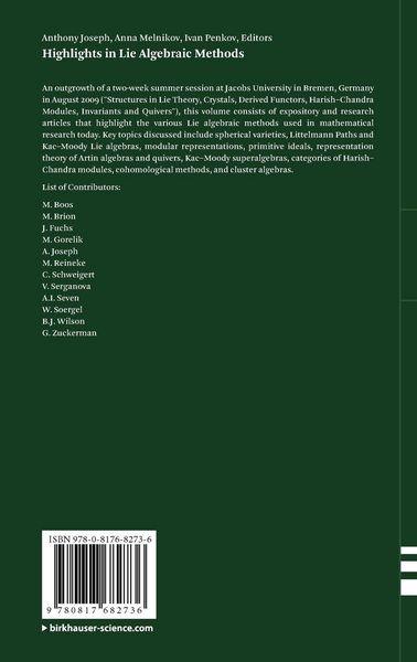 Produktbild: Highlights in Lie Algebraic Methods