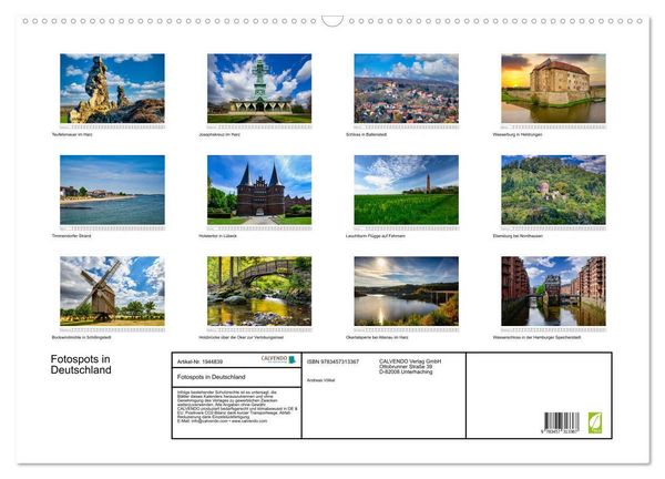 Produktbild: Fotospots in Deutschland (Wandkalender 2026 DIN A2 quer), CALVENDO Monatskalender