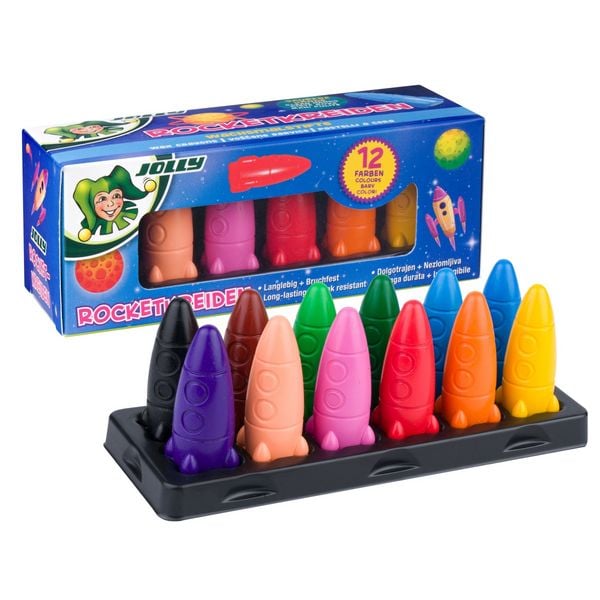 Produktbild: JOLLY Rocketkreiden, Raketen Wachsmalstifte, 12er Set