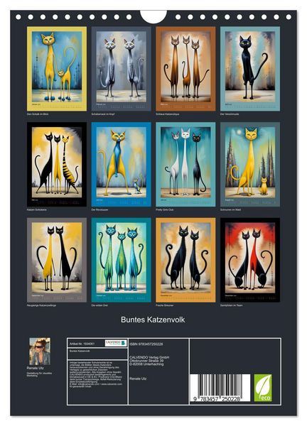 Produktbild: Buntes Katzenvolk (Wandkalender 2026 DIN A4 hoch), CALVENDO Monatskalender