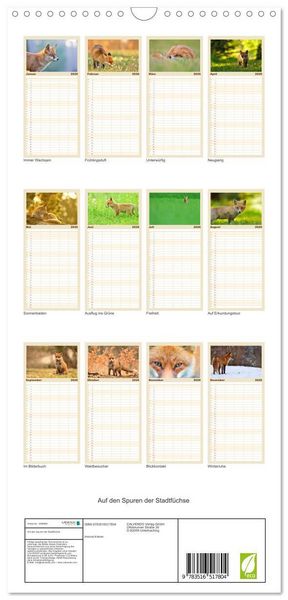 Produktbild: Familienplaner 2026 - Auf den Spuren der Stadtf&uuml;chse mit 5 Spalten (Wandkalender, 21 x 45 cm) CALVENDO