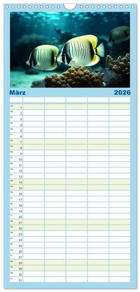 Produktbild: Familienplaner 2026 - Fantasie bei die Fische! mit 5 Spalten (Wandkalender, 21 x 45 cm) CALVENDO