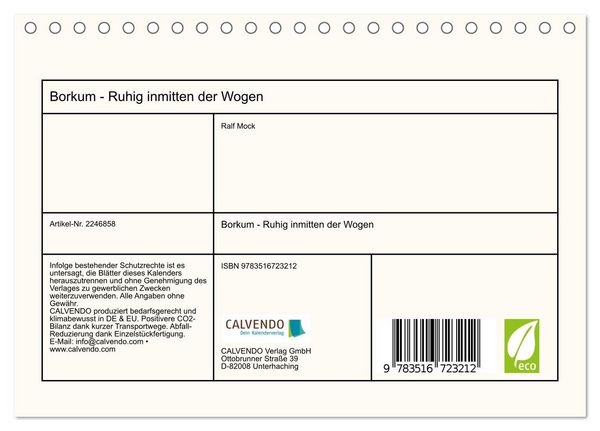 Produktbild: Borkum - Ruhig inmitten der Wogen (Tischkalender 2026 DIN A5 quer), CALVENDO Monatskalender
