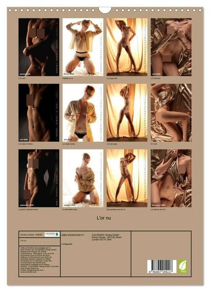 Produktbild: L'or nu (Calendrier mural 2026 DIN A3 horizontal), CALVENDO calendrier mensuel