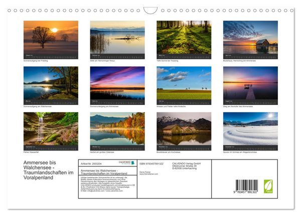 Produktbild: Ammersee bis Walchensee - Traumlandschaften im Voralpenland (Wandkalender 2026 DIN A3 quer), CALVENDO Monatskalender