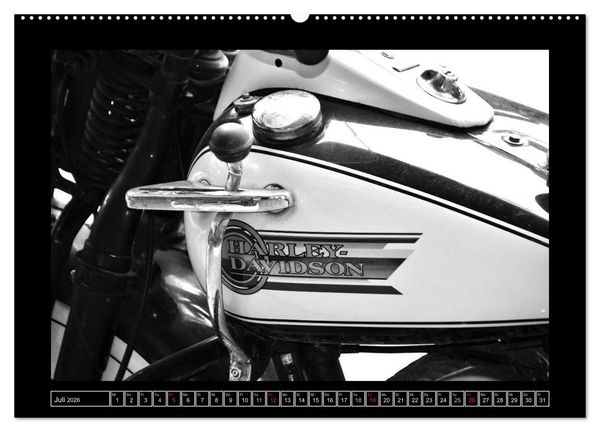 Produktbild: Harley Davidson WLA 750 in Schwarzweiss (Wandkalender 2026 DIN A2 quer), CALVENDO Monatskalender