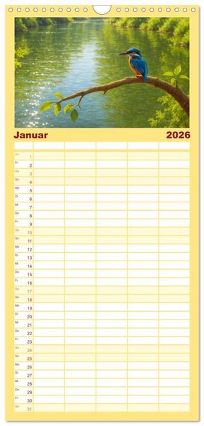 Produktbild: Familienplaner 2026 - Eisvogeltr&auml;ume am Wasser mit 5 Spalten (Wandkalender, 21 x 45 cm) CALVENDO