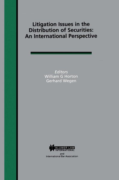 Produktbild: Litigation Issues in Distribution of Securities: An International Perspective