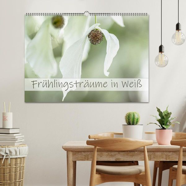 Produktbild: Fr&uuml;hlingstr&auml;ume in Wei&szlig; (Wandkalender 2026 DIN A2 quer), CALVENDO Monatskalender
