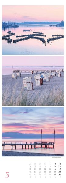 Strandgeflüster - Momente am Meer 2026 - Streifenkalender XXL 25x69 cm - Bildkalender im Hochformat - Wandkalender - Wandplaner - Strandkalender - Deu