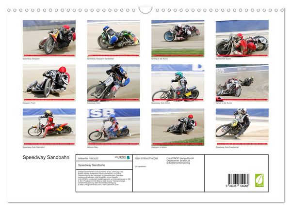Produktbild: Speedway Sandbahn (Wandkalender 2026 DIN A3 quer), CALVENDO Monatskalender