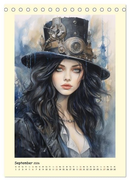 Produktbild: Sch&ouml;ne Steampunk Girls. Retro-&Auml;sthetik im Aquarell-Stil (Tischkalender 2026 DIN A5 hoch), CALVENDO Monatskalender