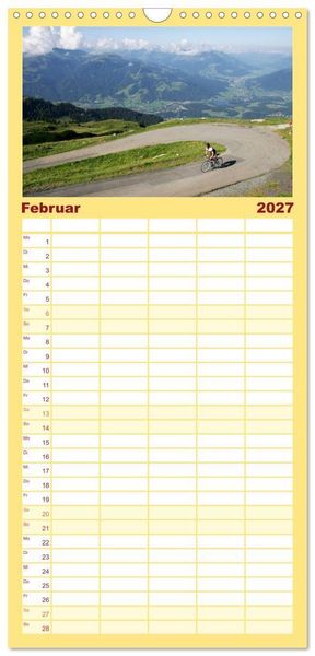 Produktbild: Familienplaner 2027 - Alpenp&auml;sse auf dem Rennrad "Himmlische Serpentinen" mit 5 Spalten (Wandkalender, 21 x 45 cm) CALVENDO