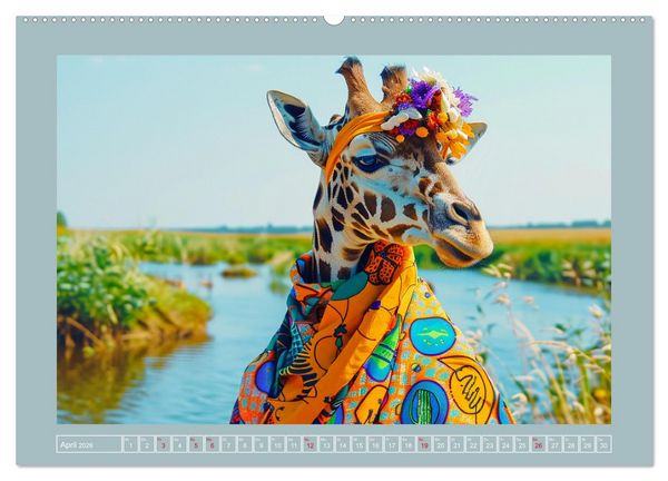 Produktbild: Giraffen-Trend. Hals und Stil (hochwertiger Premium Wandkalender 2026 DIN A2 quer), Kunstdruck in Hochglanz