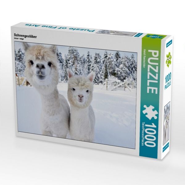 Produktbild: CALVENDO Puzzle Alpakas Schneegest&ouml;ber | 1000 Teile Lege-Gr&ouml;&szlig;e 64x48cm Foto-Puzzle f&uuml;r gl&uuml;ckliche Stunden
