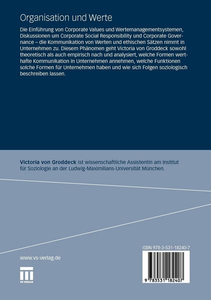 Produktbild: Organisation und Werte
