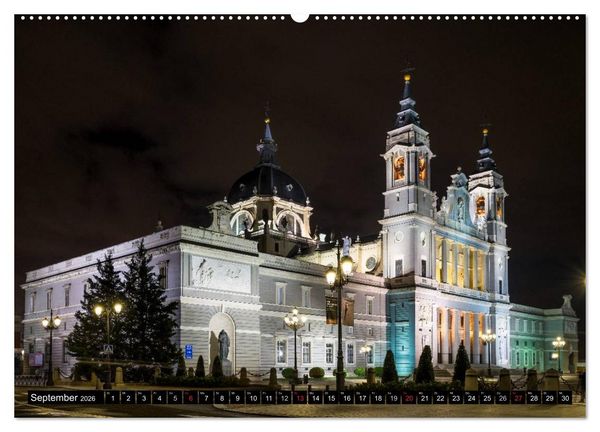 Produktbild: Madrid bei Nacht (hochwertiger Premium Wandkalender 2026 DIN A2 quer), Kunstdruck in Hochglanz