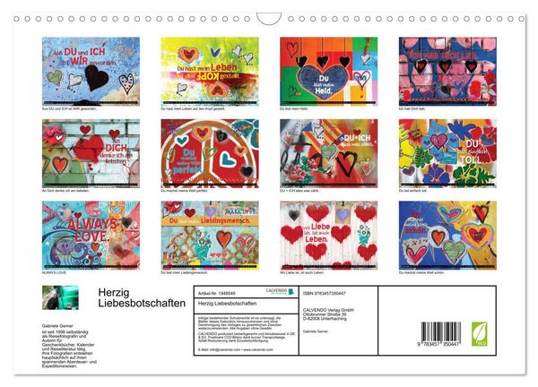Produktbild: Herzig Liebesbotschaften (Wandkalender 2026 DIN A3 quer), CALVENDO Monatskalender