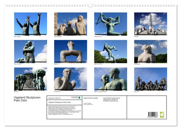 Produktbild: Vigeland Skulpturen Park Oslo (Wandkalender 2026 DIN A2 quer), CALVENDO Monatskalender