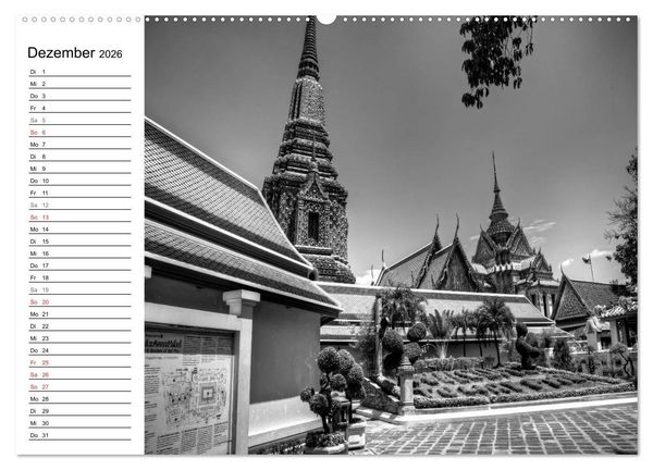 Produktbild: Bangkok Impressionen in Schwarz Wei&szlig; (hochwertiger Premium Wandkalender 2026 DIN A2 quer), Kunstdruck in Hochglanz