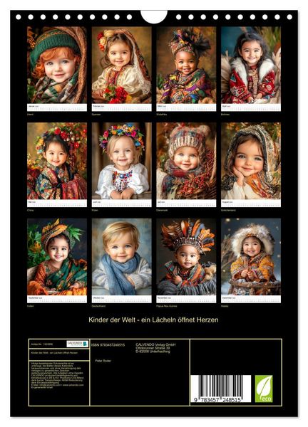 Produktbild: Kinder der Welt - ein L&auml;cheln &ouml;ffnet Herzen (Wandkalender 2026 DIN A4 hoch), CALVENDO Monatskalender