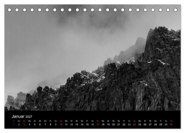 Produktbild: BERGE IN SCHWARZ WEISS (Tischkalender 2027 DIN A5 quer), CALVENDO Monatskalender