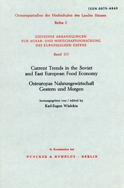 Produktbild: Current Trends in the Soviet and East European Food Economy.
