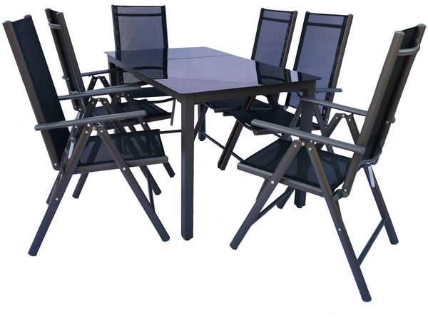 Produktbild: 7 tlg. Alu Gartenset Sitzgruppe Tisch St&uuml;hle 140SW