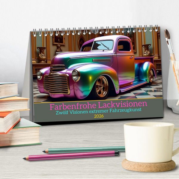 Produktbild: Farbenfrohe Lackvisionen (Tischkalender 2026 DIN A5 quer), CALVENDO Monatskalender