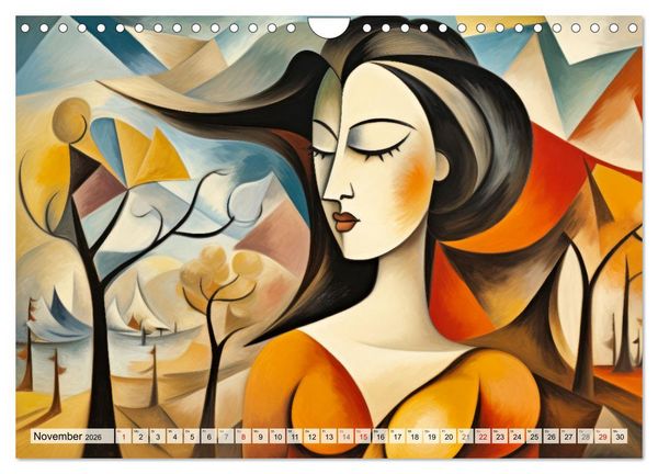 Produktbild: Frauenportr&auml;ts, kubistisch und bunt (Wandkalender 2026 DIN A4 quer), CALVENDO Monatskalender