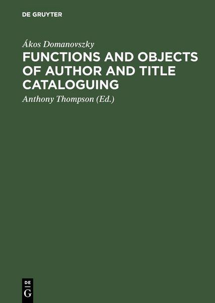 Produktbild: Functions and objects of author and title cataloguing