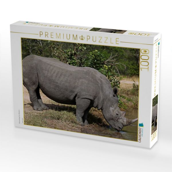 Produktbild: CALVENDO Puzzle Wasserstopp f&uuml;rs Nashorn | 1000 Teile Lege-Gr&ouml;&szlig;e 64x48cm Foto-Puzzle f&uuml;r gl&uuml;ckliche Stunden