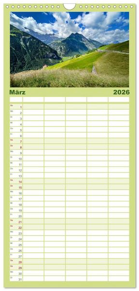 Produktbild: Familienplaner 2026 - Erlebe mit mir die Sch&ouml;nheit der Alpen mit 5 Spalten (Wandkalender, 21 x 45 cm) CALVENDO