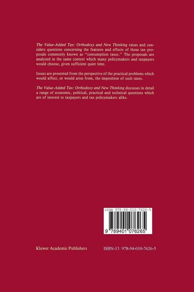 Produktbild: The Value-Added Tax: Orthodoxy and New Thinking