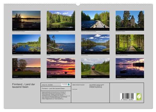Produktbild: Finnland - Land der tausend Seen (hochwertiger Premium Wandkalender 2026 DIN A2 quer), Kunstdruck in Hochglanz