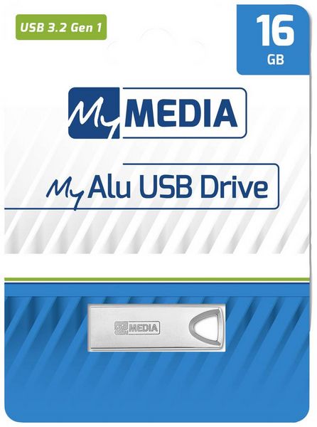 Produktbild: MyMEDIA My Alu USB 3.2 Gen 1 Drive USB-Stick 16GB Silber 69275 USB-A (USB 3.2 Gen 1)