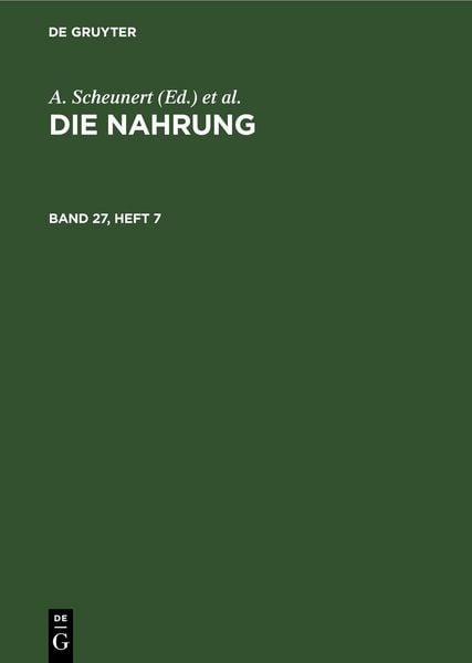 Produktbild: Die Nahrung. Band 27, Heft 7