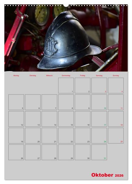 Produktbild: Alte Feuerwehrhelme - Terminplaner (hochwertiger Premium Wandkalender 2026 DIN A2 hoch), Kunstdruck in Hochglanz