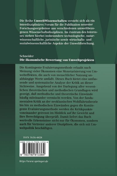 Produktbild: Die &ouml;konomische Bewertung von Umweltprojekten