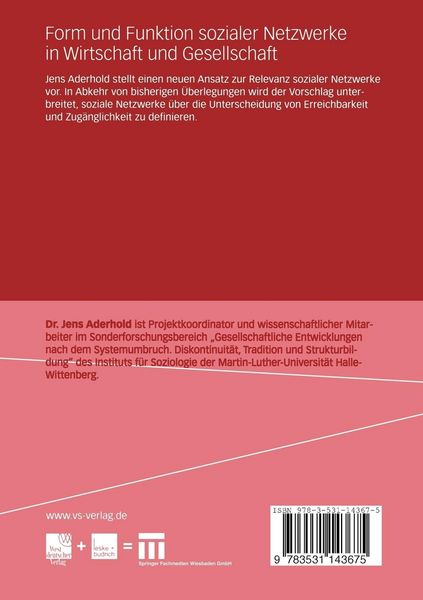 Produktbild: Form und Funktion sozialer Netzwerke in Wirtschaft und Gesellschaft