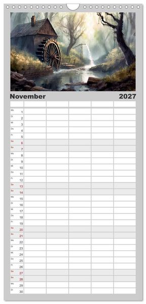 Produktbild: Familienplaner 2027 - Landschaften im Jahreskreis mit 5 Spalten (Wandkalender, 21 x 45 cm) CALVENDO