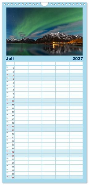Produktbild: Familienplaner 2027 - Nordnorwegen - Wundervolle Lofoten mit 5 Spalten (Wandkalender, 21 x 45 cm) CALVENDO