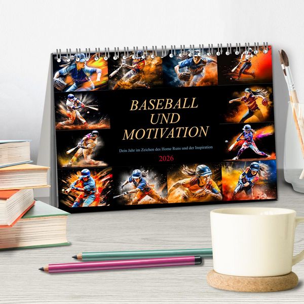 Produktbild: Baseball und Motivation (Tischkalender 2026 DIN A5 quer), CALVENDO Monatskalender