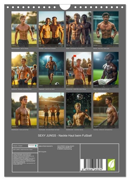 Produktbild: SEXY JUNGS - Nackte Haut beim Fu&szlig;ball (Wandkalender 2026 DIN A4 hoch), CALVENDO Monatskalender