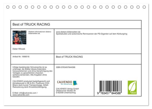 Produktbild: Best of TRUCK RACING (Tischkalender 2026 DIN A5 quer), CALVENDO Monatskalender