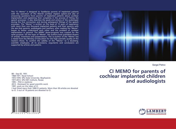 Produktbild: CI MEMO for parents of cochlear implanted children and audiologists